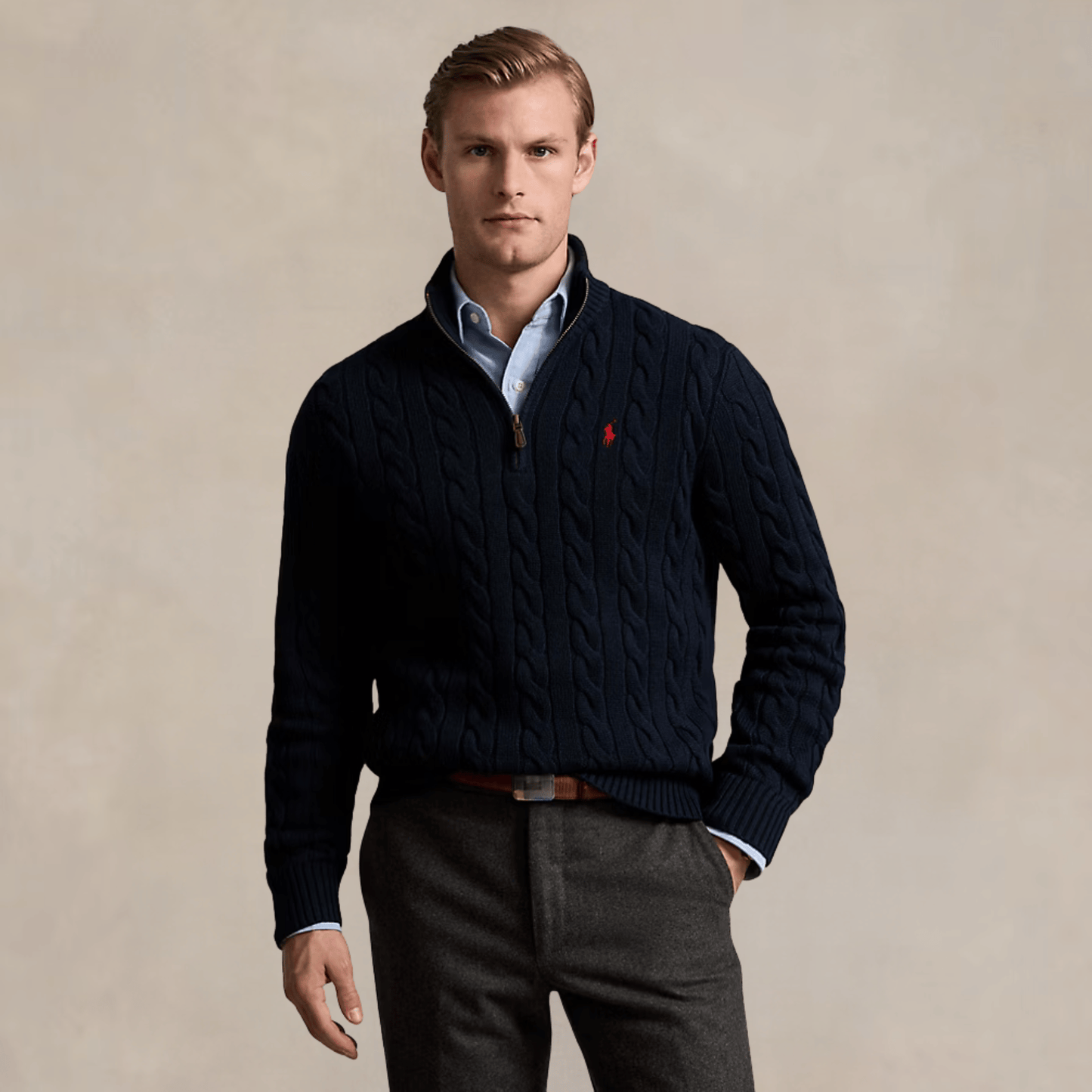 RL Harbour Cable-Knit Half-Zip