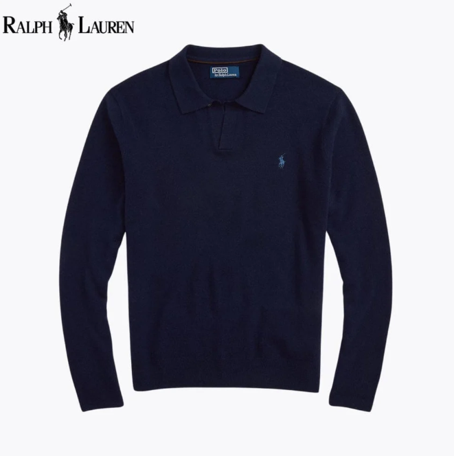 RL Premium Wollpullover mit Johnny-Kragen