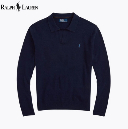 RL Premium Wollpullover mit Johnny-Kragen