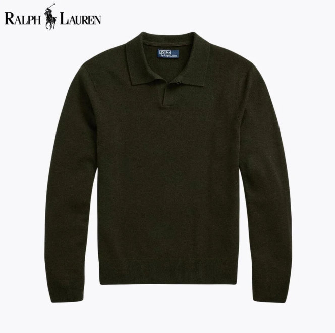 RL Premium Wollpullover mit Johnny-Kragen