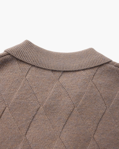 Heritage Diamond Knit Zip Cardigan